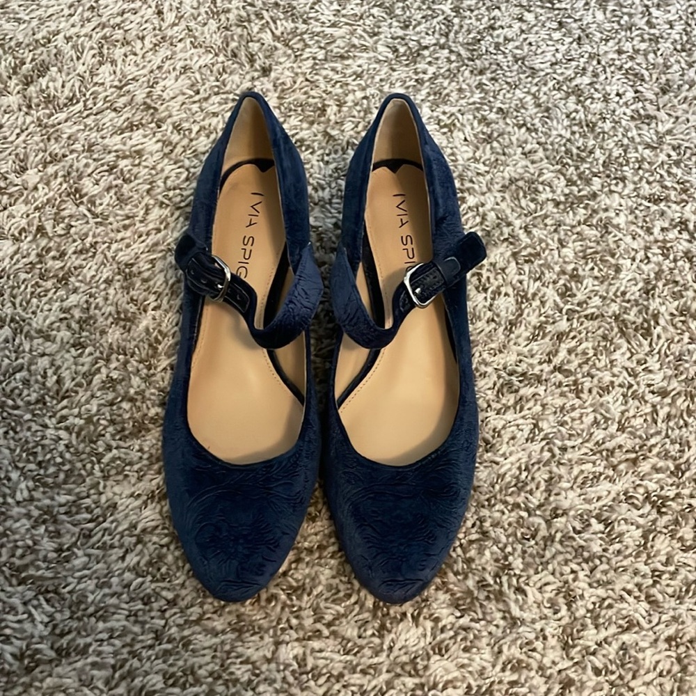 Via Spiga velvet blue velvet heels